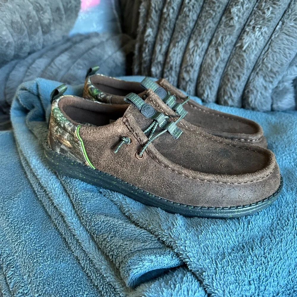 Hey Dude Brown and Green Loafers - Picture 2 of 3
